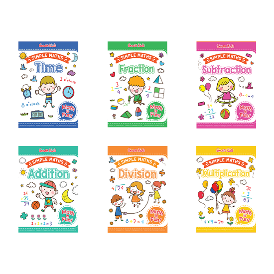 Picture of SMART KIDS SIMPLE MATHS SET OF 6 (SUBTRACTION, MULTIPLICATION, ADDITION, DIVISION, FRACTION, TIME)